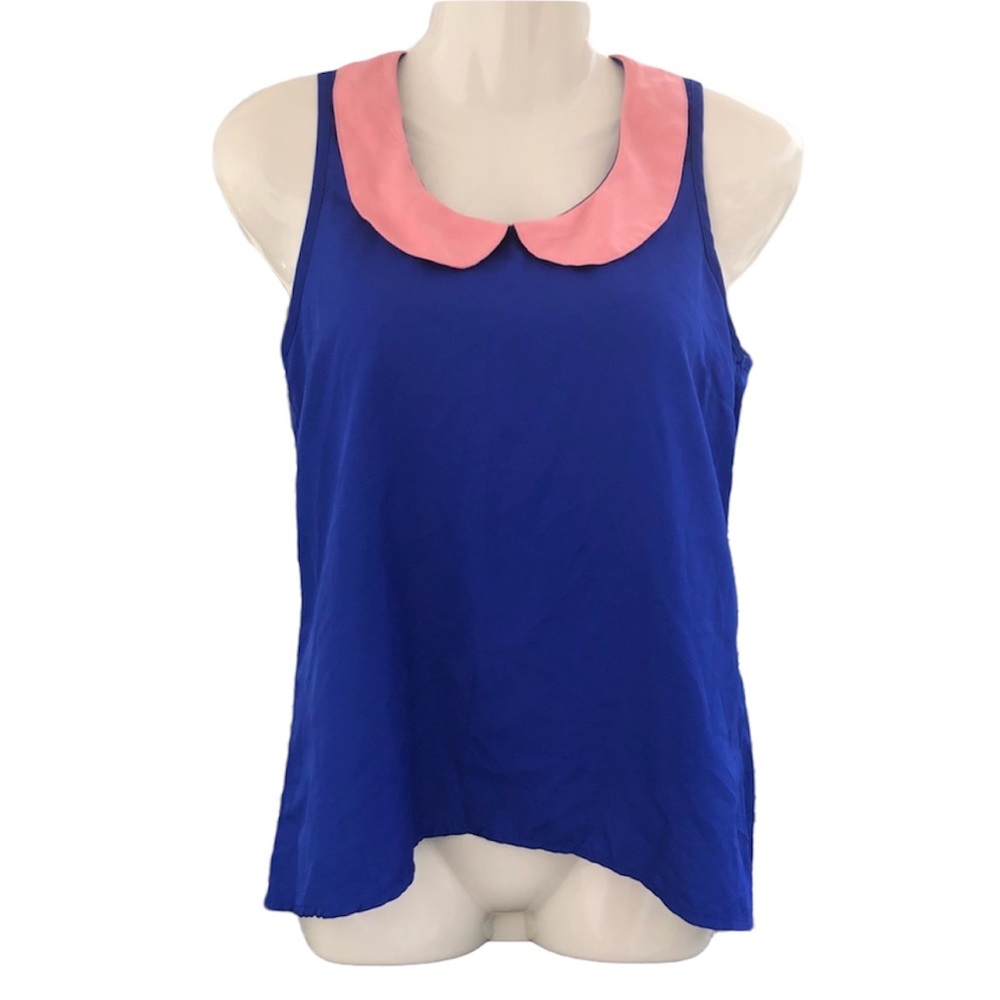 Dizzy Love Royal Blue Collared Sleeveless Top